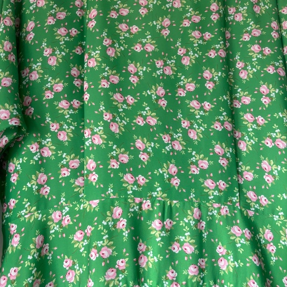 ASOS Green Silky Midi Pleated Dress. Vintage looking w/ Velvet Buttons Size 14. - Picture 3 of 8